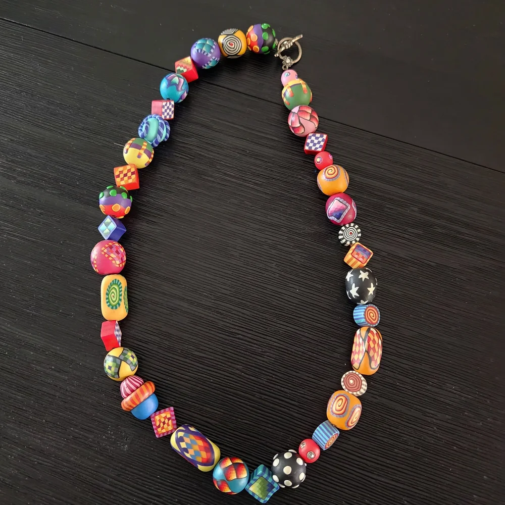 Karyn Kozak Polymer Clay Multicolor Handcrafted Beaded Women’s Necklace - Picture 1 of 15